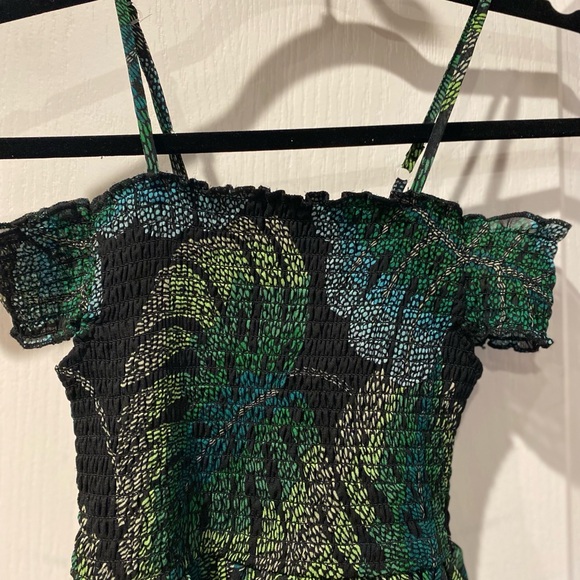 The Children's Place Tropical Leaf Print Woven Off Shoulder Girls Dress Sz 7/8 - Picture 3 of 7